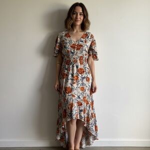 Anthropologie Abel The Label Sz M Ocean Breeze Floral High Low Maxi Dress